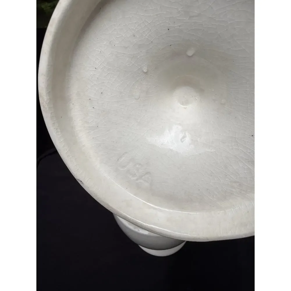 Antique Porcelain Jar & Lid With Bird & Cherry Blossom Tree Marked USA
